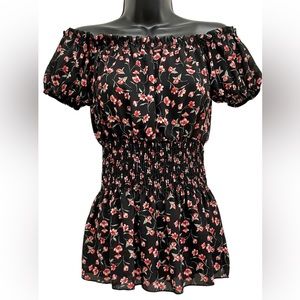 COPY - PAPAYA Women’s floral blouse Off shoulder Size S